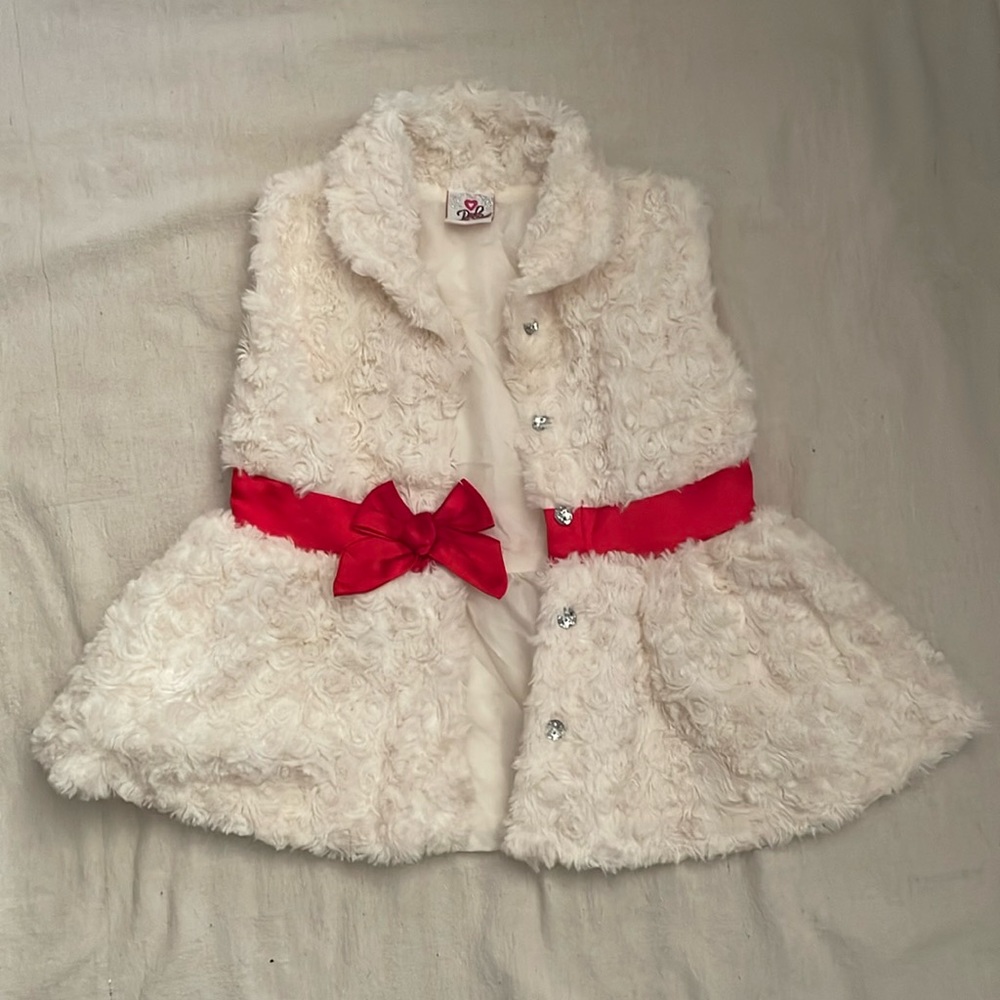Real Love cream color, sleeveless dress, (?) Really cute 6X. Button down